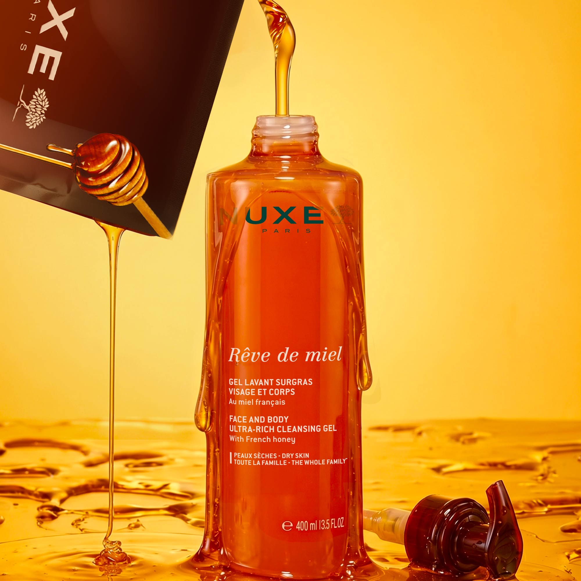 Gel limpiador dermatológico para rostro y cuerpo, Rêve de Miel® & su recarga