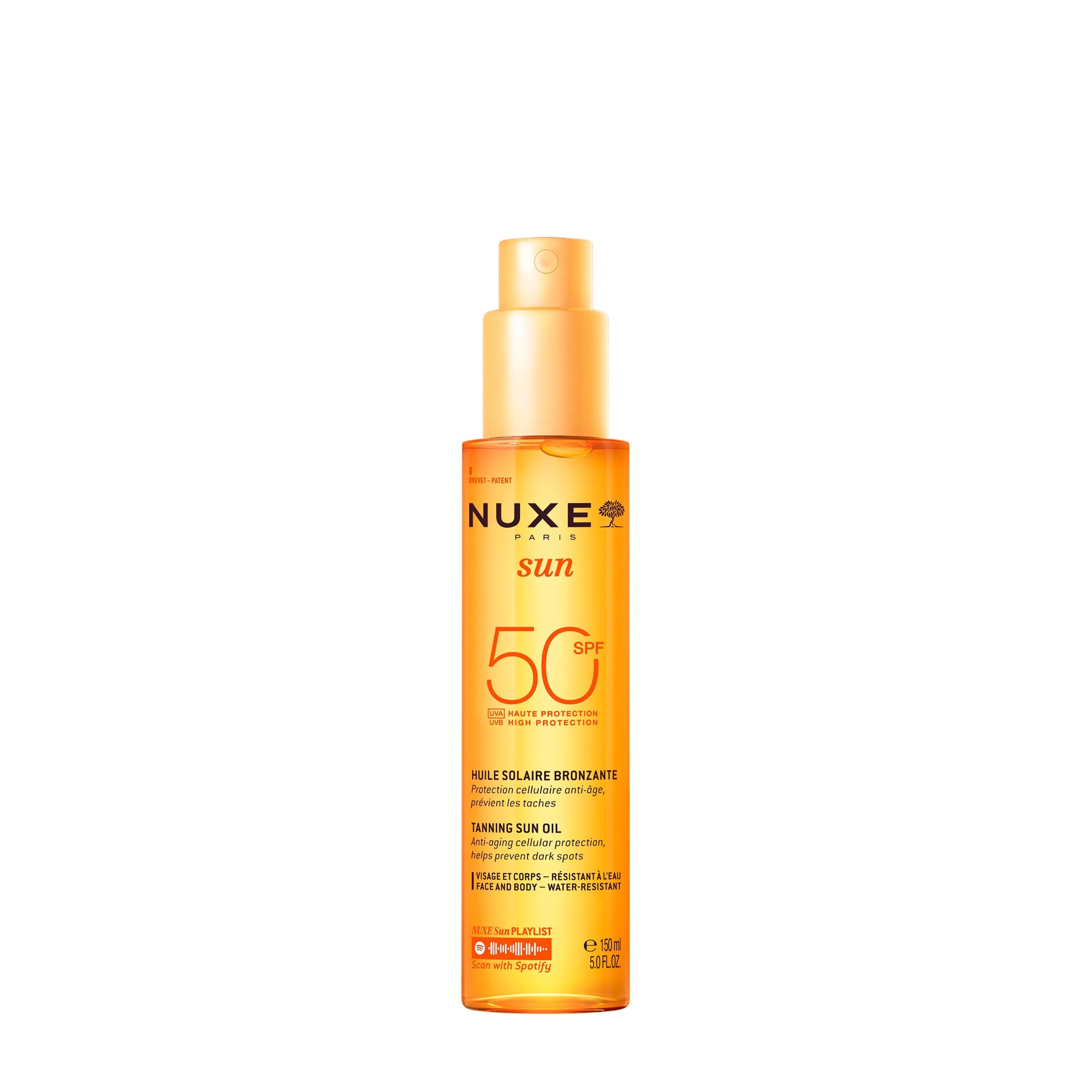 Huile Solaire Bronzante Haute Protection SPF50 visage et corps - NUXE